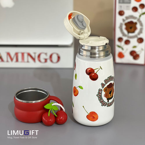 0266 تراول ماگ درب لیوانی دیلر طرح تدی و گیلاس-Diller - Image 4