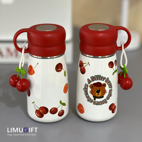 0266 تراول ماگ درب لیوانی دیلر طرح تدی و گیلاس-Diller - Image 7