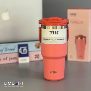 تراول ماگ دسته دار پاستلی 750 میل تایسو-Tyeso-گلبهی