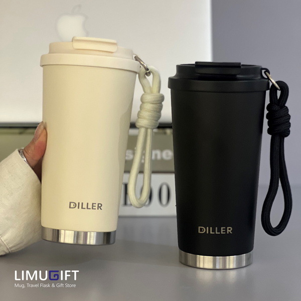 تراول ماگ دوحالته کلاسیک دیلر تراول ماگ نی دار 560 میل مینیمال برند دیلر (Diller) با آسان نوش و صافی دتاکس- کد 0488 - Image 1