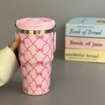 تراول ماگ فانتزی دوحالته دسته دار گل و پاپیون 600 میل کد 0572 - تصویر 2