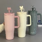 تراول ماگ مرواریدی برجسته سیتارایوری با سر نی پاپیونی (Sitarayuri) کد 0526